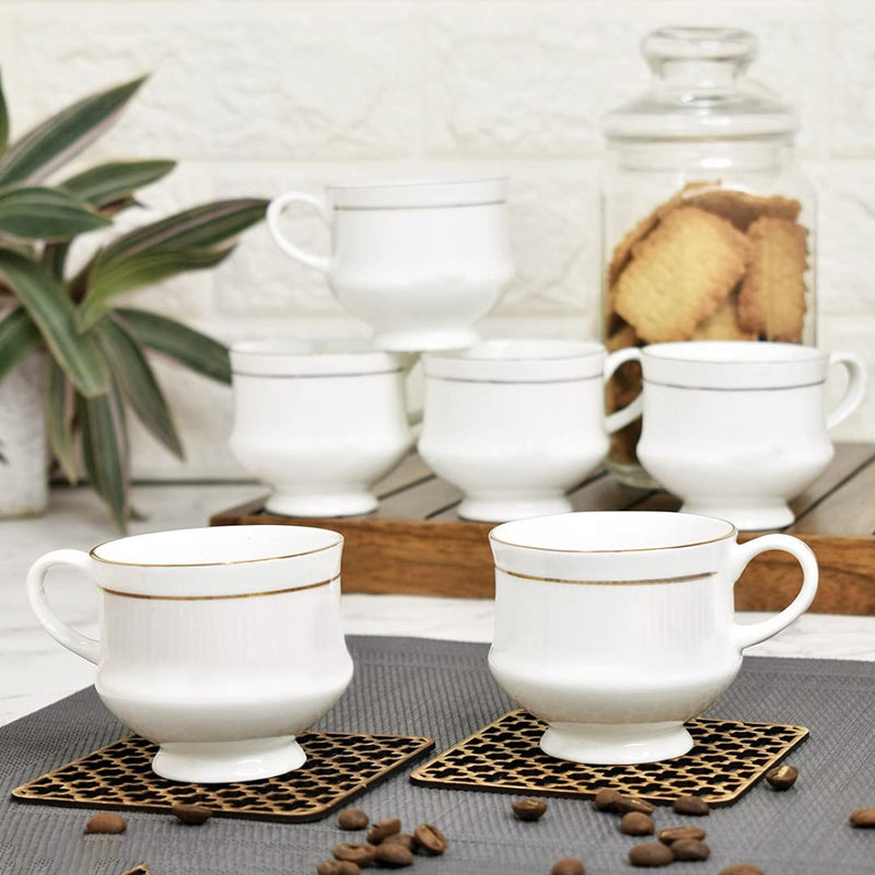 Clay Craft Ceramic Mona 210 ML Coffee & Tea Mugs with 22K Gold Line - 1