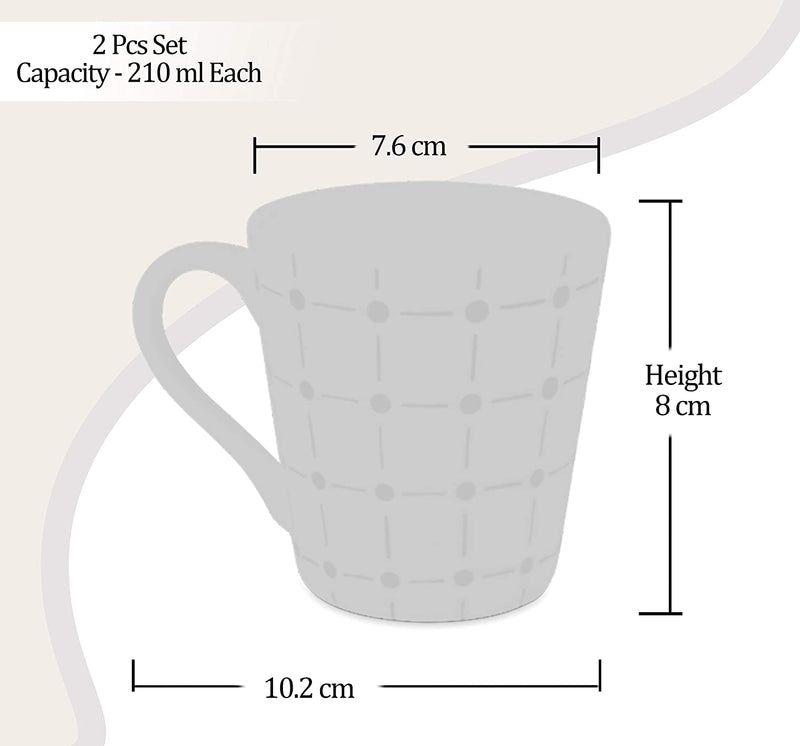 Treo Earthen Ceramic Mug 210 ML - Tre0040 | Set of 2 Pcs | Tea and Coffee