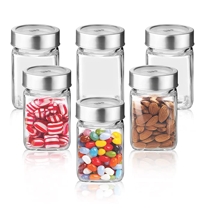 Treo Cube 310 ML Storage Glass Jar | Set of 3 and 6 Pcs
