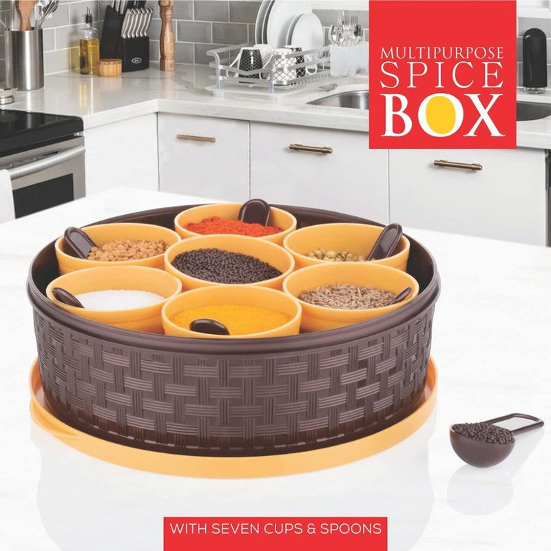 Plastic Round Masala Box with 7 Removable Containers - 1