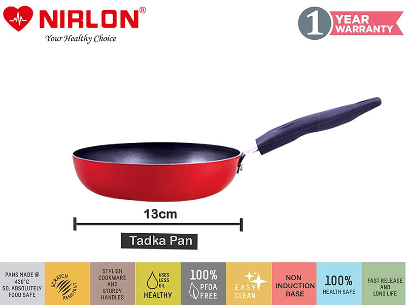 Nirlon Nelcon Aluminium Mini Tadka Pan/ Vagariya | Red