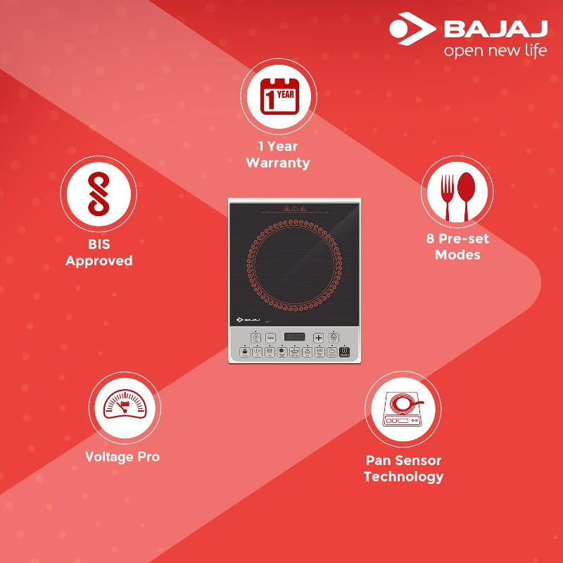 Bajaj Majesty ICX Pearl 1900 Watt Induction Cooktop with Pan sensor Technology - 6