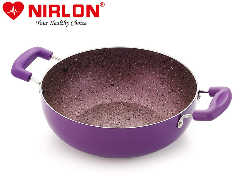 Nirlon Regal Purple 4-Piece Aluminium Non Stick Induction Cookware Gift Set with Glass Lid, Purple