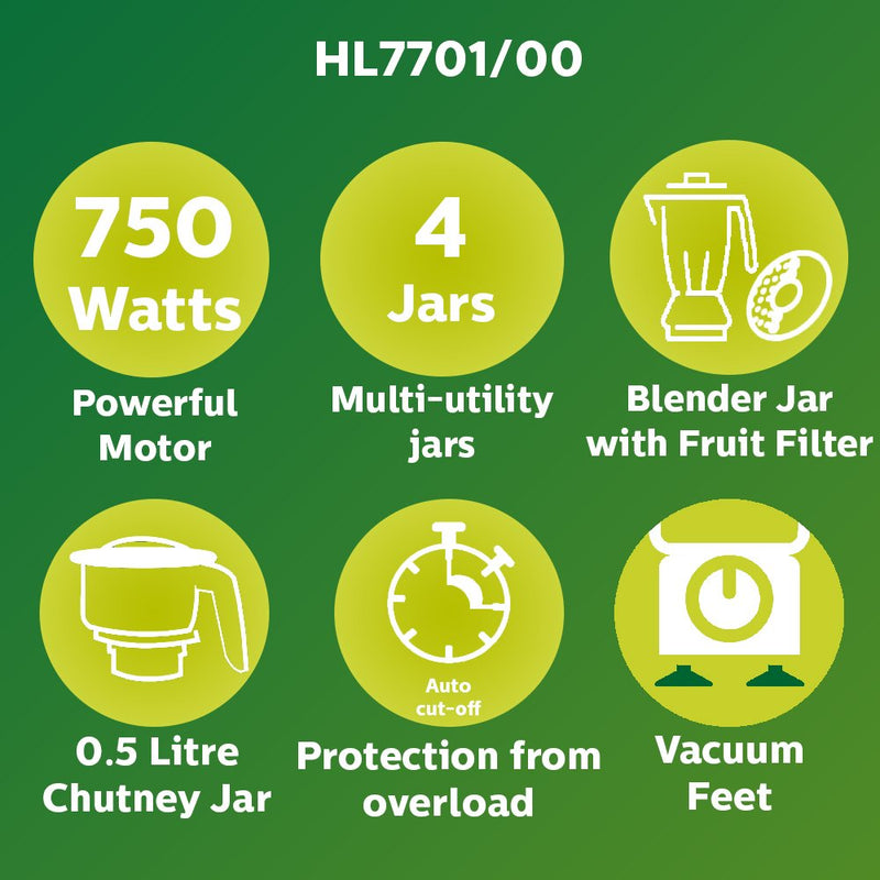 Philips Viva HL7701/00 750 Watt Juicer Mixer Grinder with 4 Jars - 7