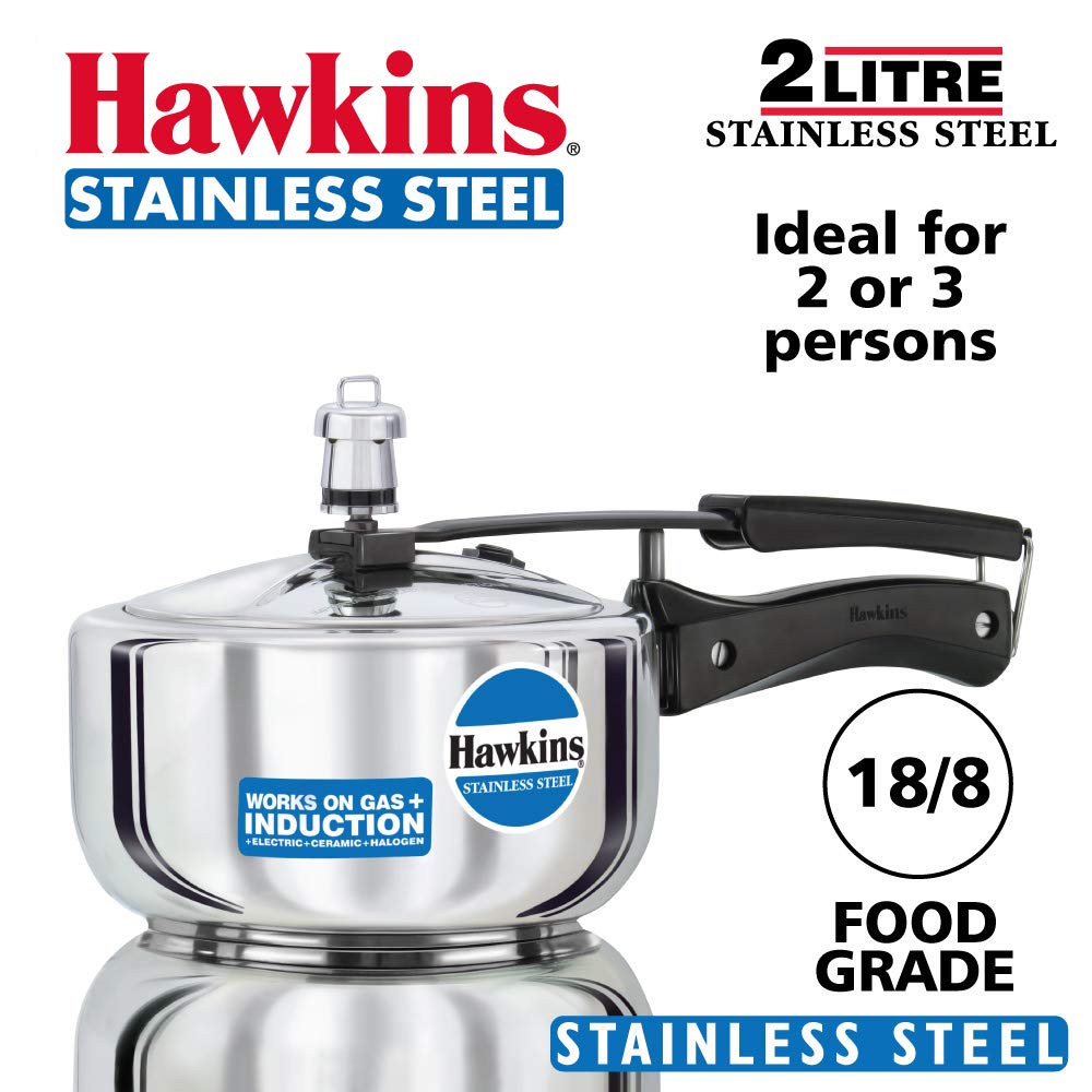 Hawkins Stainless Steel Pressure Cookers Induction Compatible Silver