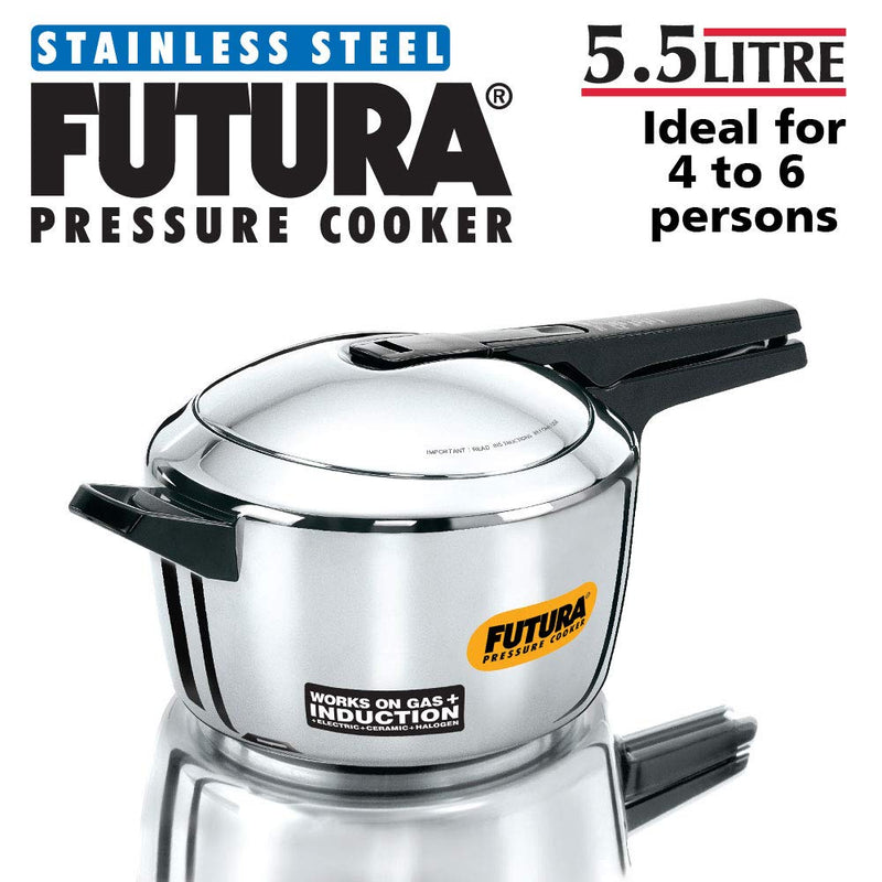 Hawkins Futura Stainless Steel Pan Pressure Cooker 5.5 L - 5