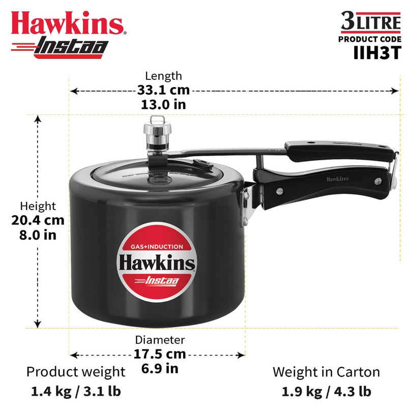 Hawkins Instaa 3 Litre Hard Anodised Pressure Cooker - 3