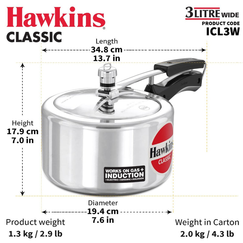 Hawkins Aluminium Classic Pressure Cooker with Mirror Polished - 14