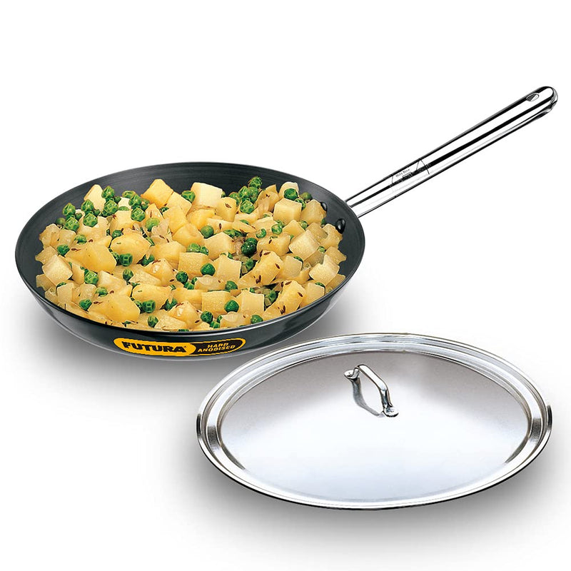 Hawkins Futura Hard Anodised 30 cm Frying Pan with Stainless Steel Lid  - 1