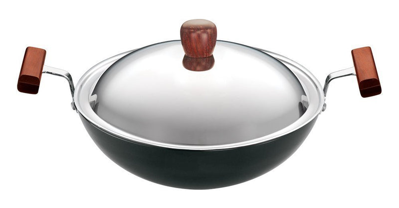 Hawkins Futura Hard Anodised Round Bottom Deep-Fry Pan with Steel Lid, 22cm/1.5 litres