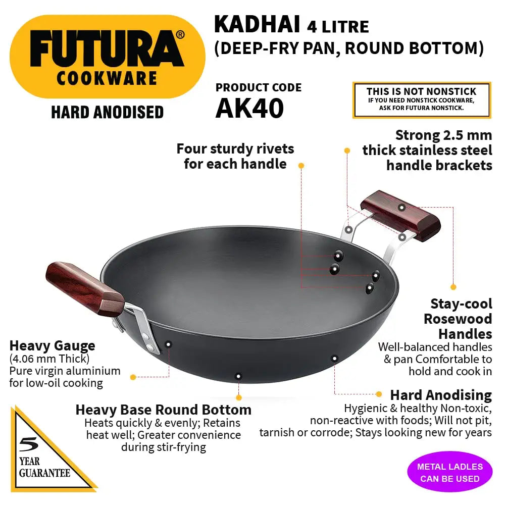Hawkins Futura Hard Anodised 4 L Kadhai - 2