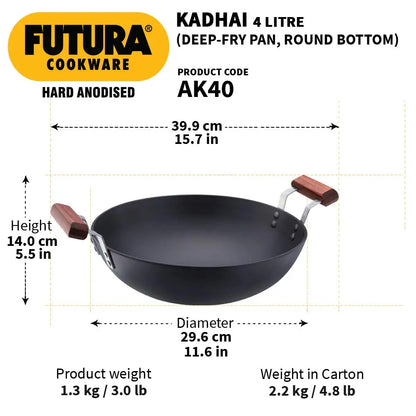 Hawkins Futura Hard Anodised 4 L Kadhai - 3