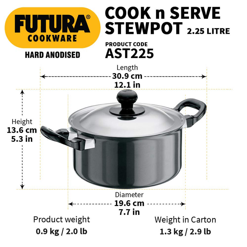 Hawkins Futura Hard Anodised 2.25 Litres Stewpot with Lid - 3