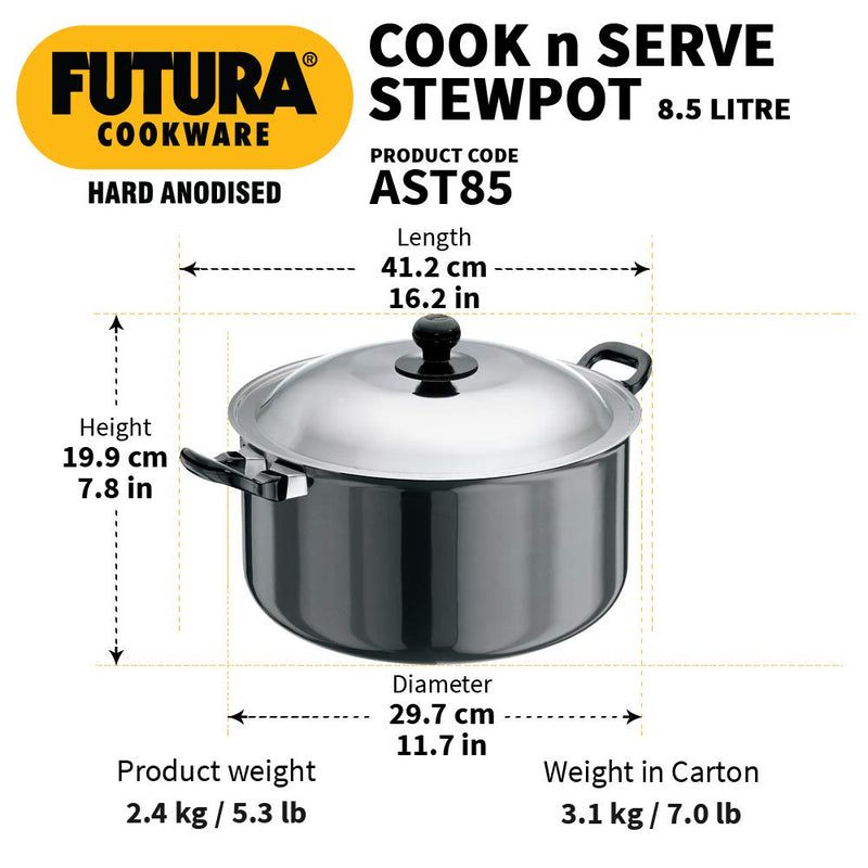 Hawkins Futura Hard Anodised 8.5 Litres Stewpot with Lid - 3