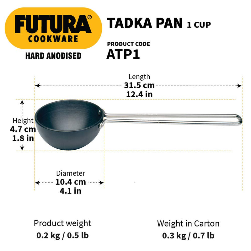Hawkins Futura Hard Anodised 24 cm Tadka Pan/Spice Heating Pan - 3