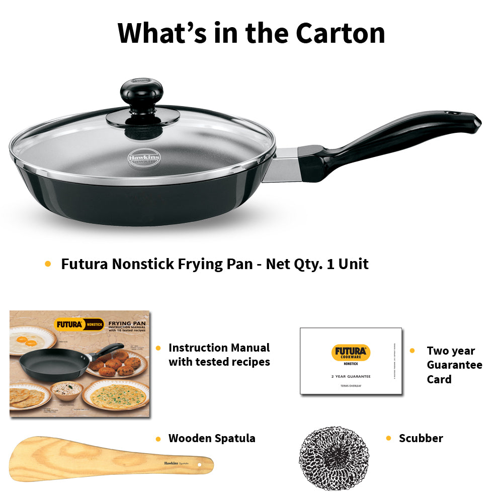Hawkins Futura Non-Stick Frying Pan with Glass Lid | Black – Rasoi Shop Hawkins Futura Non-Stick Frying Pan with Glass Lid | Black – Rasoi Shop