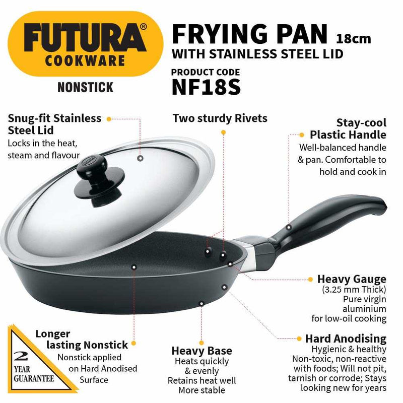 Hawkins Futura Non-Stick Frying Pan with Steel Lid - 2