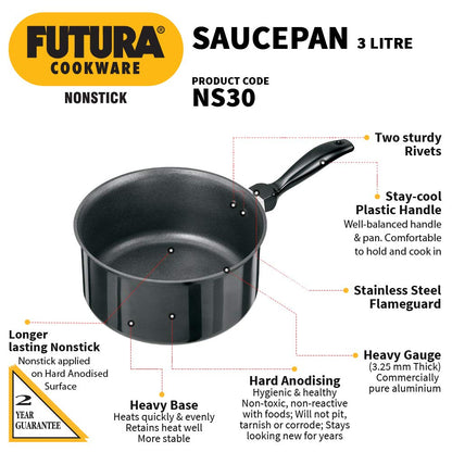 Hawkins Futura Non-Stick 3 Litre Sauce Pan - 2