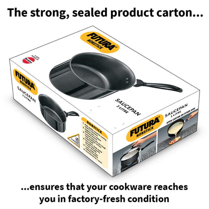 Hawkins Futura Non-Stick 3 Litre Sauce Pan | Induction Compatible | Black