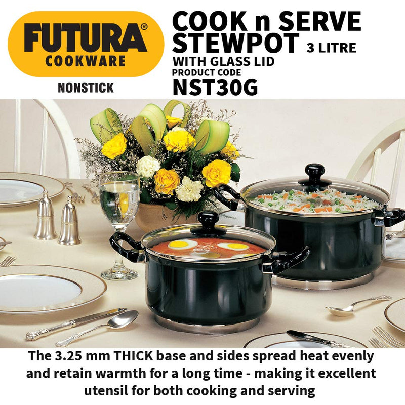 Hawkins Futura 3 Litres Non-Stick Stewpot with Glass Lid - 4