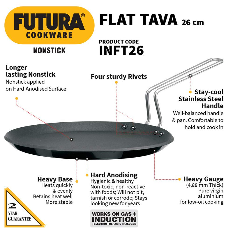 Hawkins Futura Hard Anodised Flat Tawa - 2