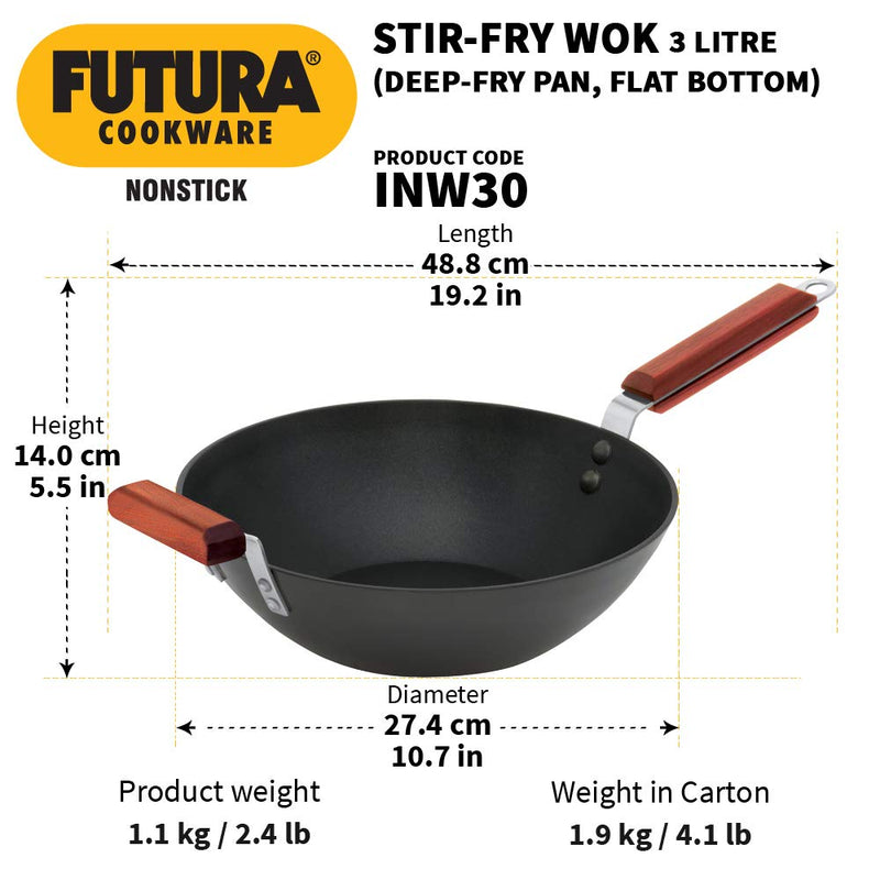 Hawkins Futura Nonstick 3 L Stir-Fry Deep-Fry Pan - 3