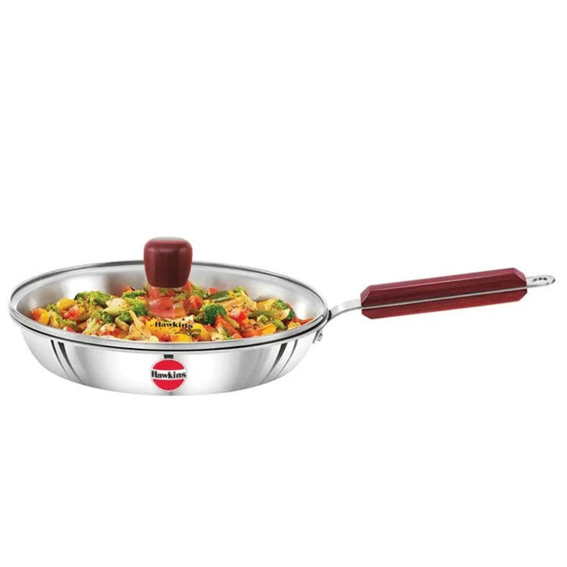 Hawkins Tri-Ply Stainless Steel Frying Pan with Glass Lid 26 cm - 8