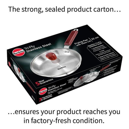 Hawkins Tri-Ply Stainless Steel Frying Pan with Glass Lid 22 cm - 7