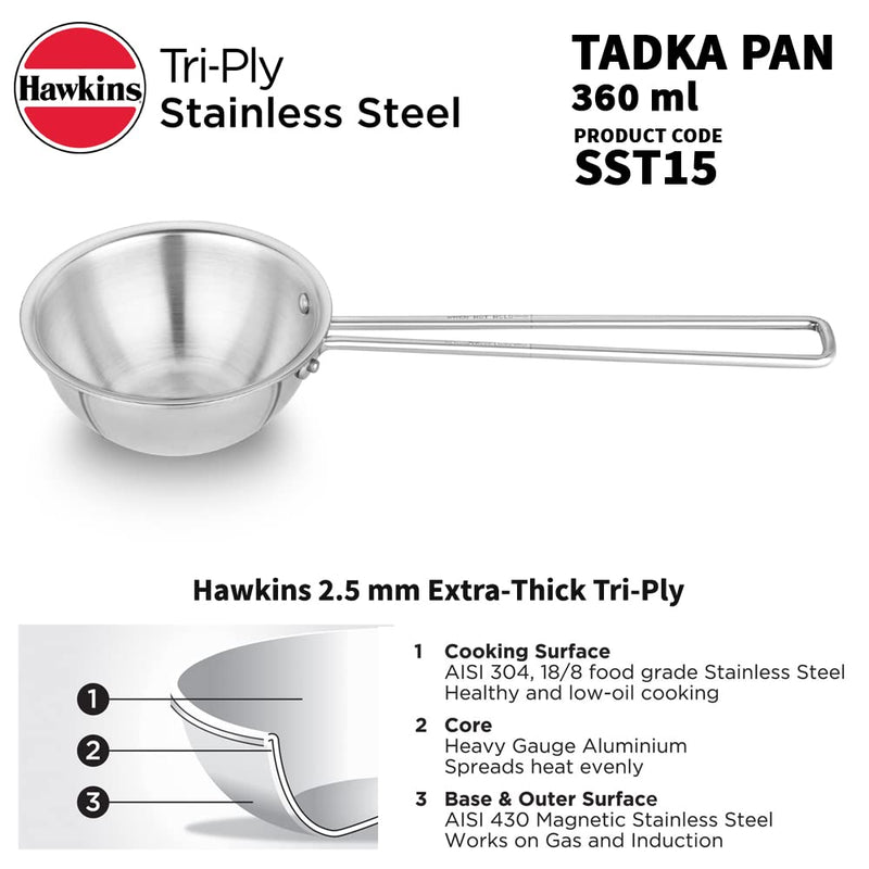 Hawkins Triply Stainless Steel 1.5 Cup Tadka Pan - 2