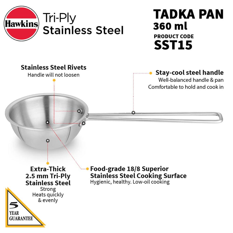 Hawkins Triply Stainless Steel 1.5 Cup Tadka Pan - 3