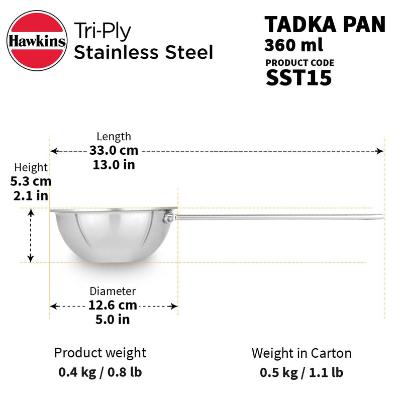 Hawkins Triply Stainless Steel 1.5 Cup Tadka Pan - 4