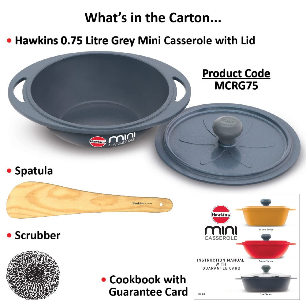 Hawkins Die Cast 750 ML Mini Round Casserole with Lid - 10