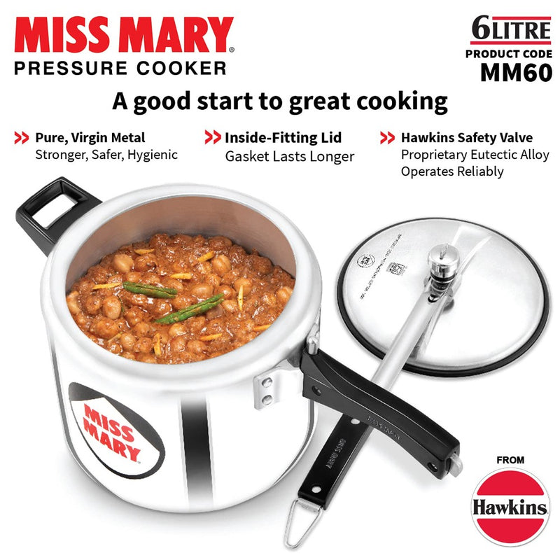 Hawkins Miss Mary Aluminium 6 Litre Pressure Cooker - 9