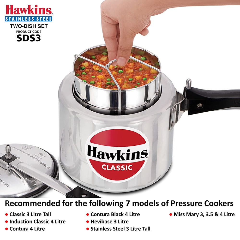 Hawkins Stainless Steel Two-Dish Set Cooker Separator Silver