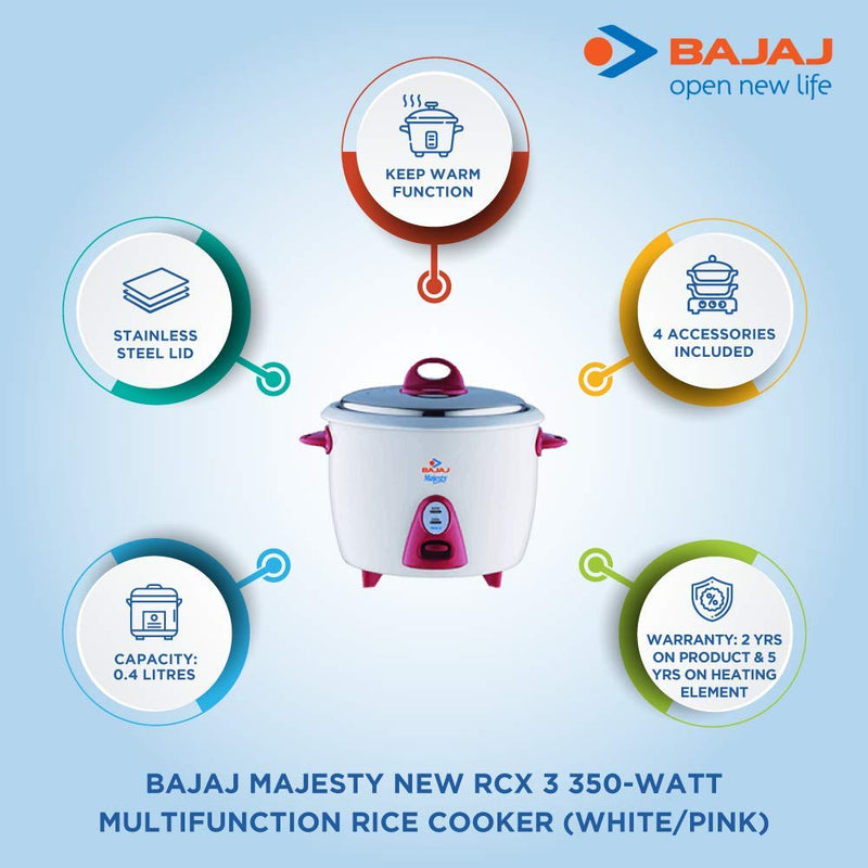 Bajaj Majesty New RCX 3 350-Watt Multifunction Rice Cooker