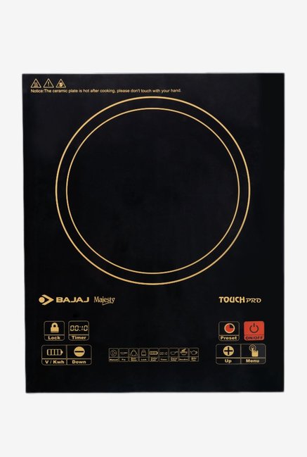 Bajaj Majstey Touch Pro 2000 Watts Induction Cooker | Feather Touch | 6 Menu | Polished