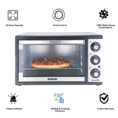 Borosil Prima 19 L OTG, with Convection, 1300 W, 5 Stage Heating Function