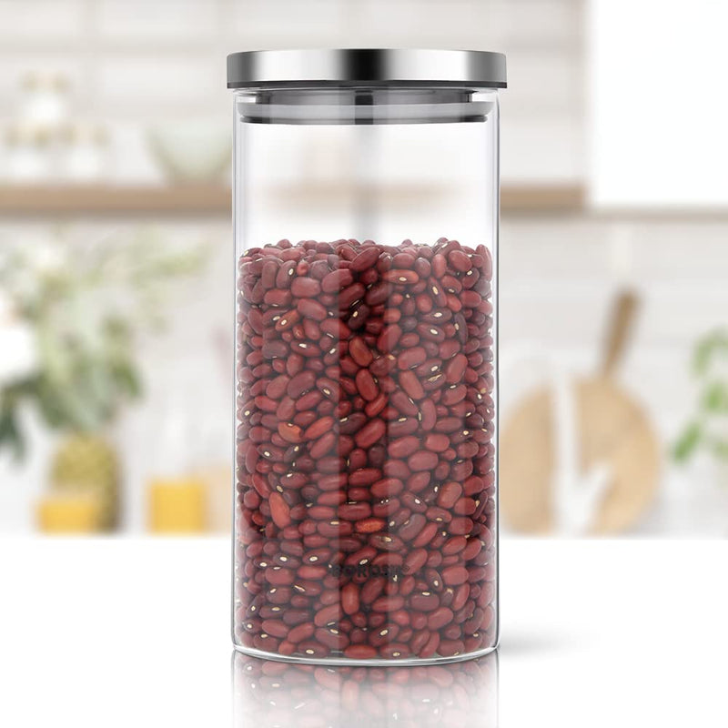 Borosil Classic Glass Storage Jar with Stainless Steel Lid - 10