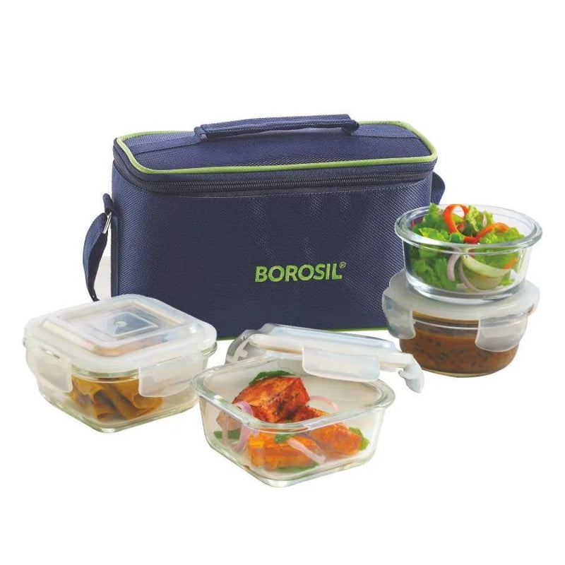 Borosil Microwavable Universal 4 Containers Borosilicate Glass Lunch Box - 2