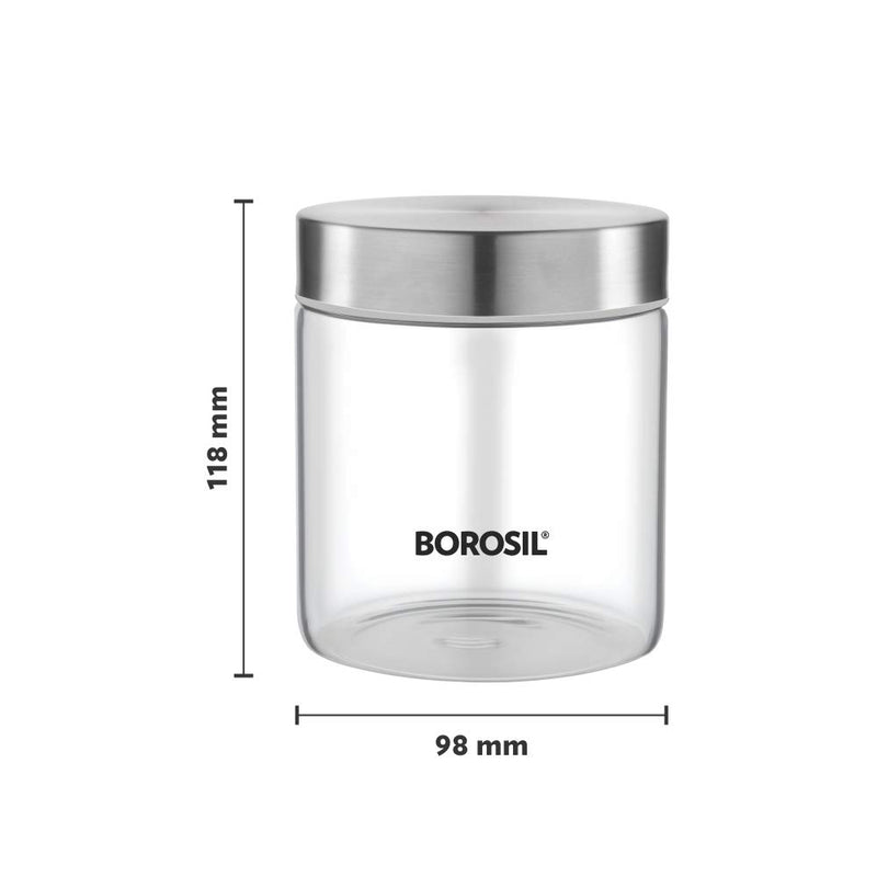 Borosil Endura Storage Glass Jar with SS Lid - 600 ML - 3
