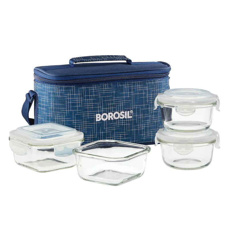 Borosil Indigo Universal 4 Containers Glass Lunch Box - 3