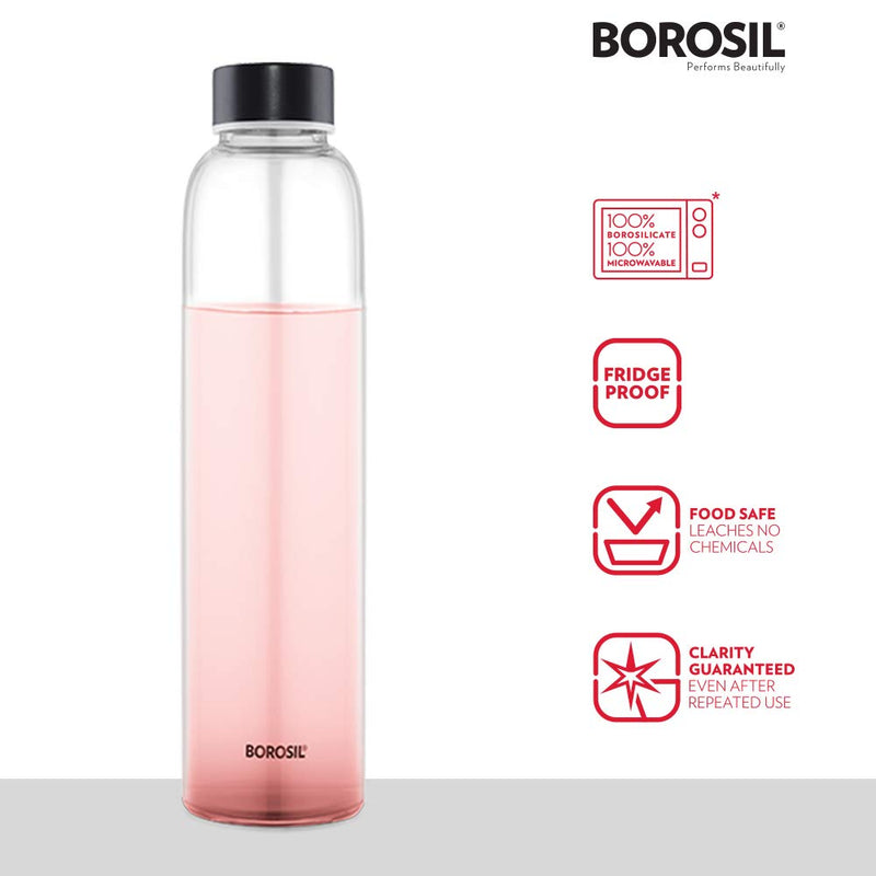 Borosil Crysto 550 ML Slim Glass Bottle with Black Lid - 5