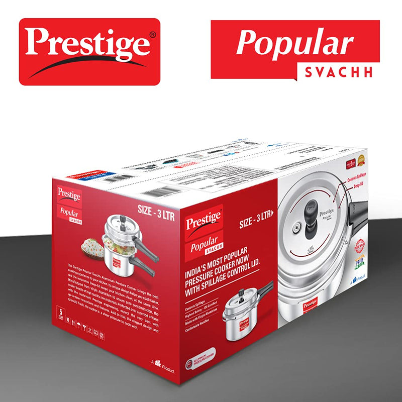 Prestige Popular Svachh Outer Lid Aluminium Pressure Cooker - 10165 - 14