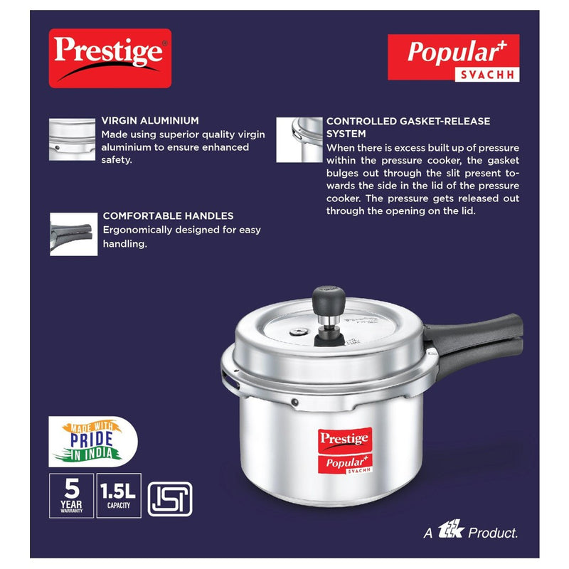 Prestige Popular Plus Svachh Outer Lid Aluminium Pressure Cooker - 10168 - 3