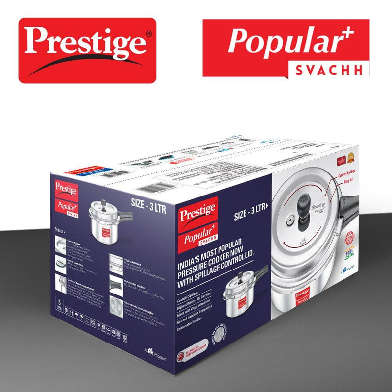 Prestige Popular Plus Svachh Outer Lid Aluminium Pressure Cooker - 10171 - 14