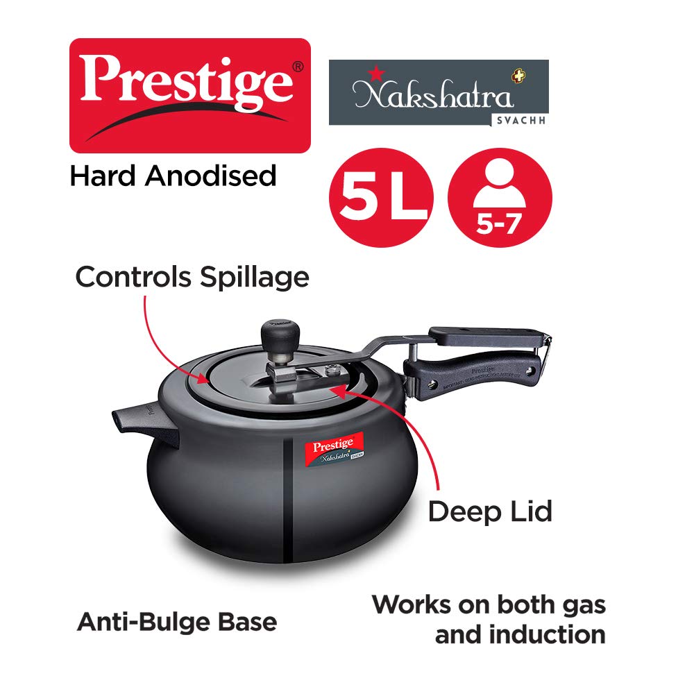 Prestige Nakshatra Plus Svachh Hard Anodised Pressure Handi - 10761 - 12