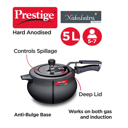 Prestige Nakshatra Plus Svachh Hard Anodised Pressure Handi - 10761 - 12