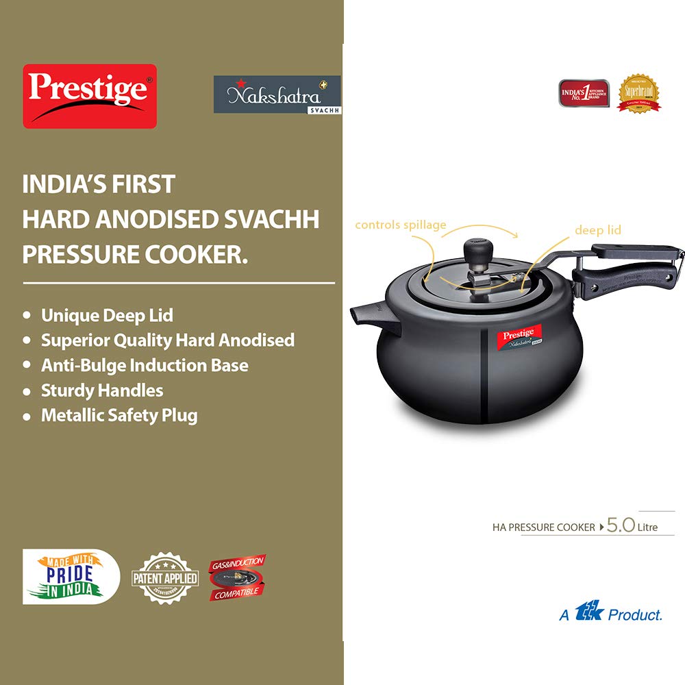 Prestige Nakshatra Plus Svachh Hard Anodised Pressure Handi - 10761 - 13