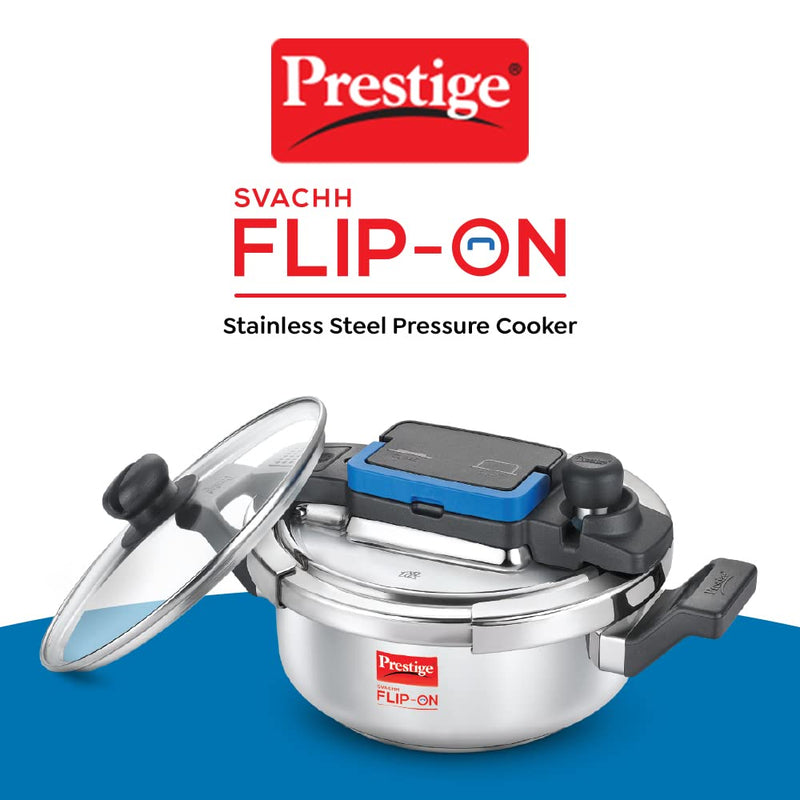 Prestige Svachh Flip-on Stainless Steel Spillage Control Pressure Cooker with Glass Lid - 20156 - 8
