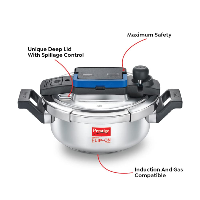 Prestige Svachh Flip-on Stainless Steel Spillage Control Pressure Cooker with Glass Lid - 20156 - 5